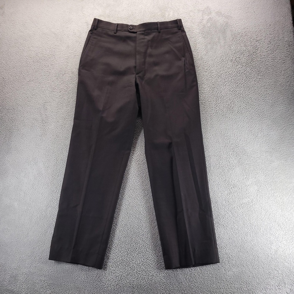 Zanella Dress Pants Mens 34 Brown Benny Flat Front Wool Straight Business Office